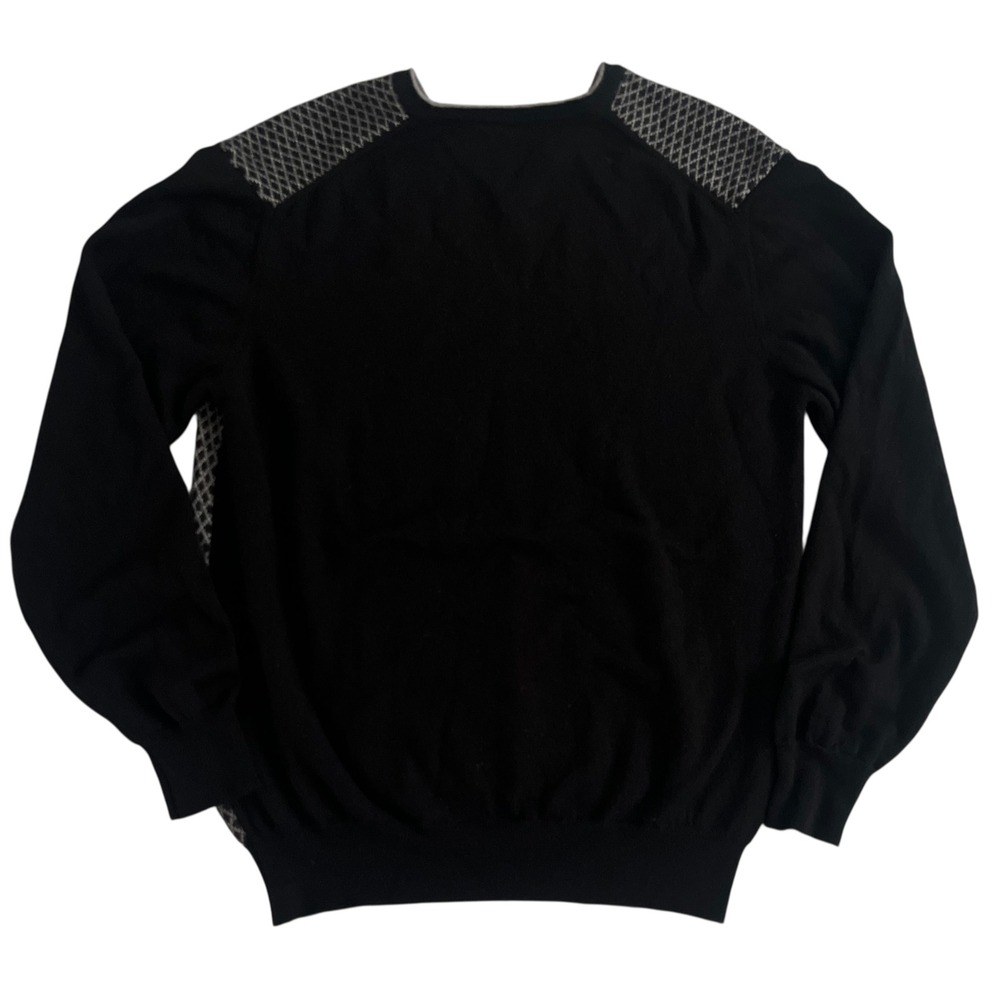 Vtg Tuttle V Neck Sweater Mens M/L Black Gray Italian Preppy Luxury Classic - Picture 2 of 9